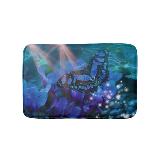 Magical Blue Butterfly Bath Mat (Front)