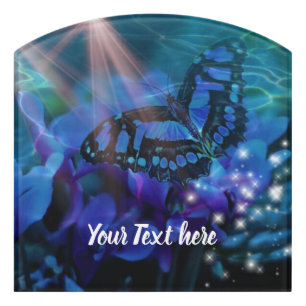 Magical Blue Butterfly Door Sign
