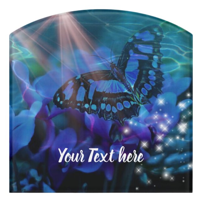 Magical Blue Butterfly Door Sign (Contour Front)