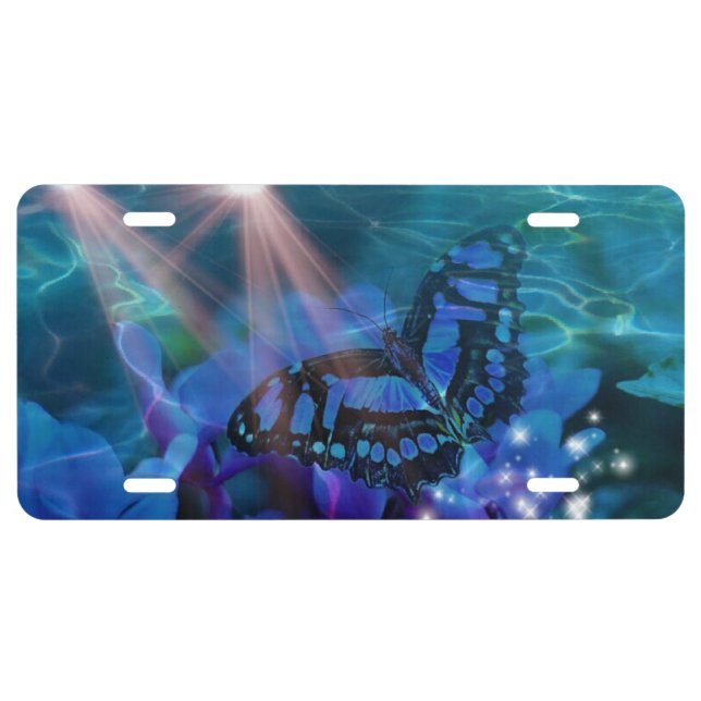 Magical Blue Butterfly License Plate (Front)