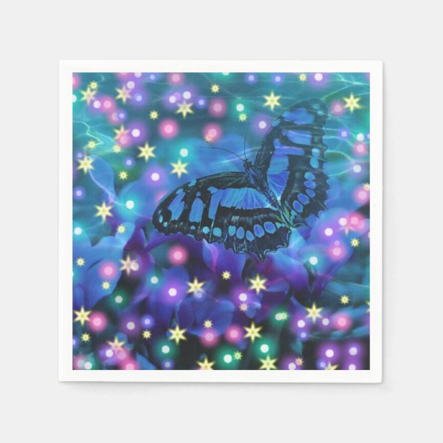 Magical Blue Butterfly Napkins (Front)