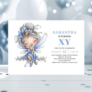 Magical Blue Fairy Girl 3rd Birthday Cute invite