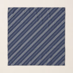 Magical Blue Grey School Stripes Pattern Scarf<br><div class="desc">Gift your friend this scarf with these cool stripes in blue and gray. Grey bars, two thick one thin, on a blue background. A colorful design of school tie style bars in blue and gray at an angle of 45 degrees. If you want a fantasy school tie, this is the...</div>