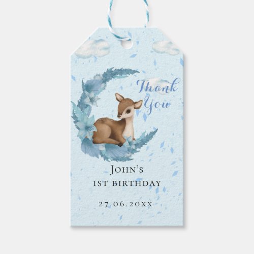 Magical Blue Little Bambi clouds dust Birthday Gift Tags