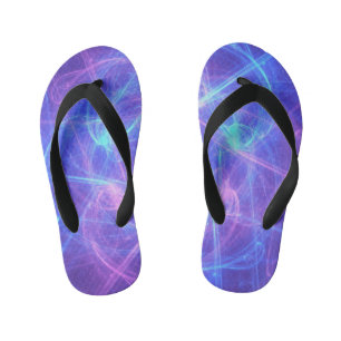 Magical Blue Pink Purple Swirly Fractal Kid's Flip Flops
