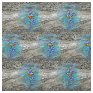 Magical Blue Plumage Fashion Owl Fabric