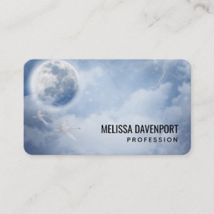 Magical Blue Sky with Flying Swans Business Card