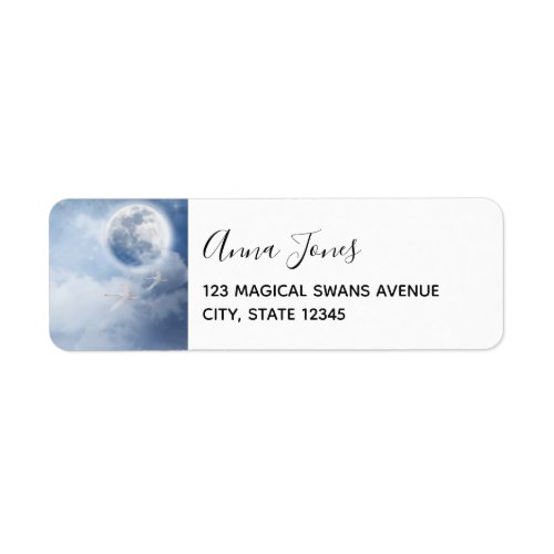 Magical Blue Sky with Flying Swans Label