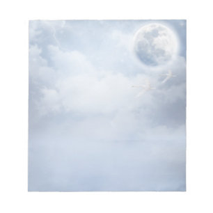 Magical Blue Sky with Flying Swans Notepad