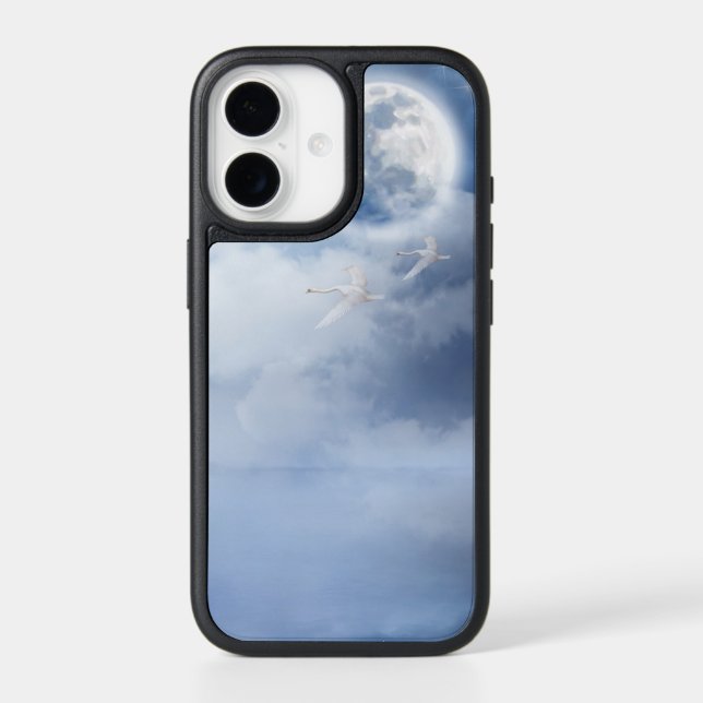 Magical Blue Sky with Flying Swans Otterbox iPhone Case (Back)