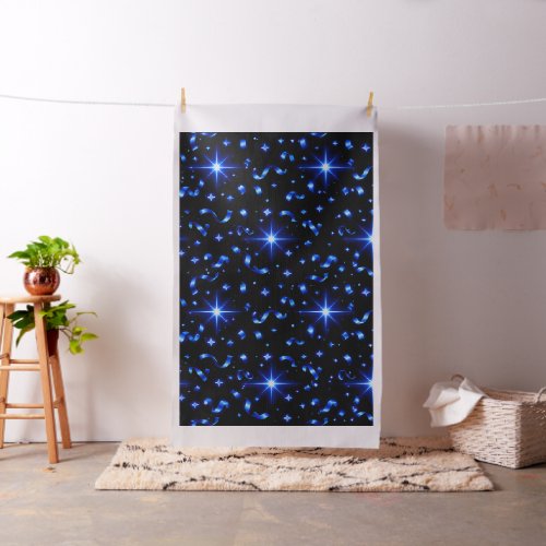 Magical blue starry night seamless pattern glowing fabric