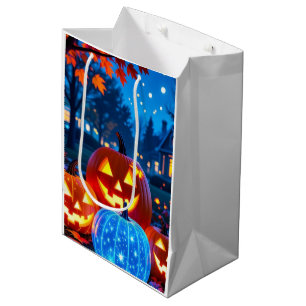 Magical Blue Starry Pumpkin Halloween Gift Tote Ba Medium Gift Bag