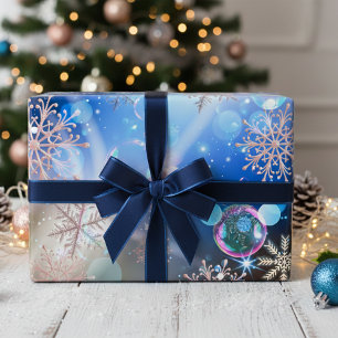 Magical Blue Winter Snowflake Baby Shower Wrapping Paper Sheets