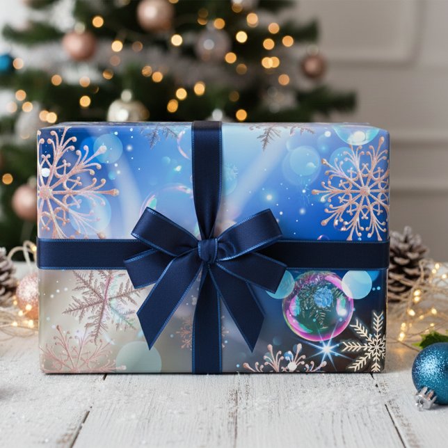 Magical Blue Winter Snowflake Baby Shower Wrapping Paper Sheets (Creator Uploaded)