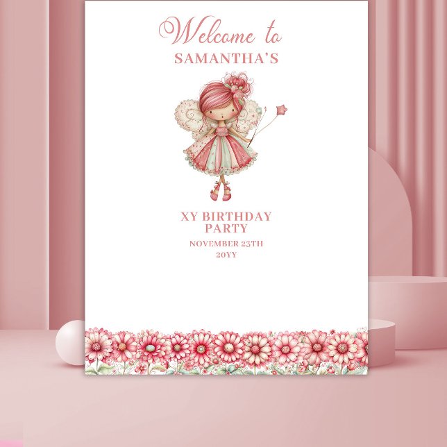 Magical Blush Fairy Flowers 6th Birthday Backdrop (Magical Blush Fairy Flowers 6th Birthday Backdrop)