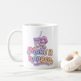 Magical Boba Tea Chibi Girl - "Make It Happen"  Coffee Mug