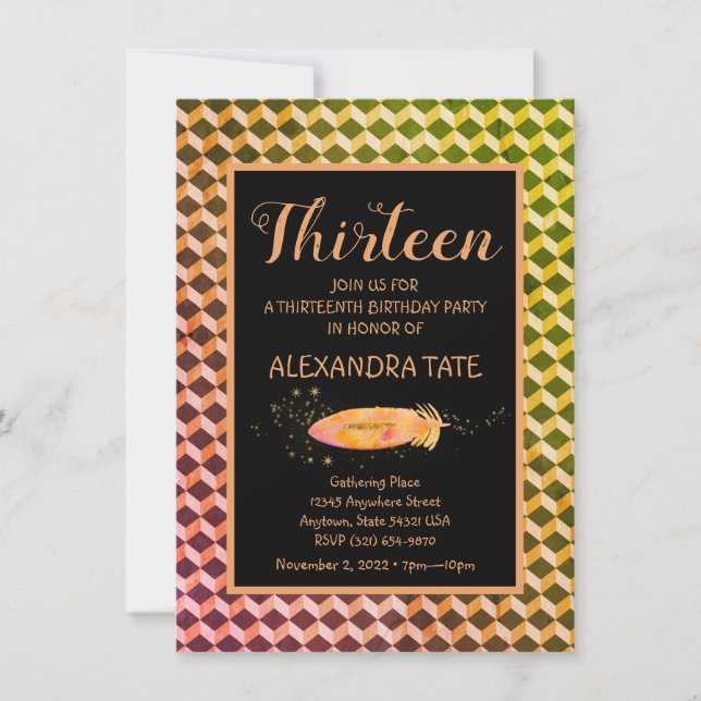 Magical Bohemian Feather Birthday Invitation (Front)