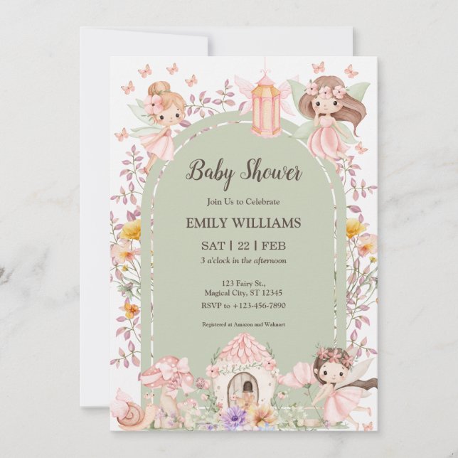 Magical Boho Arch Fairy Baby Shower Invitations (Front)