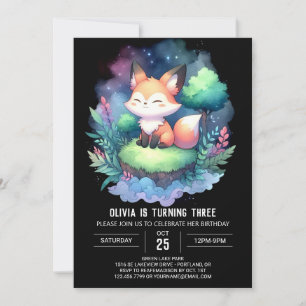 Magical Boho Fox Birthday digital Invitation