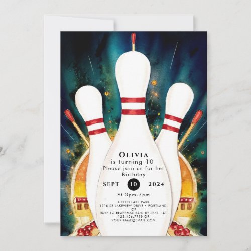 Magical Boho Game Bowling Birthday Invitation