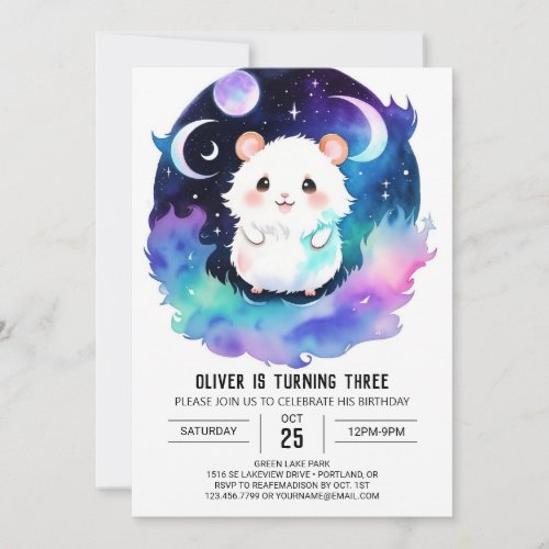 Magical Boho Hamster Birthday Invitation