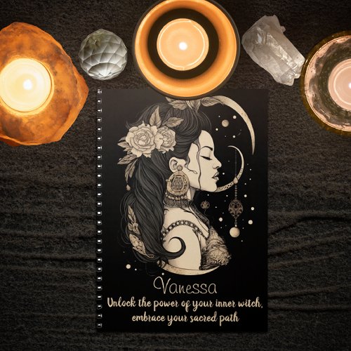 Magical Boho Woman  Inner Gothic Witch Black Planner