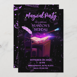 Magical book witch invitation