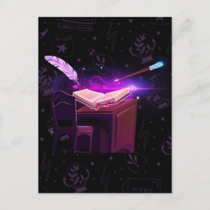 Magical book witch postcard