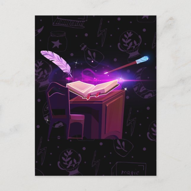 Magical book witch  postcard (Front)