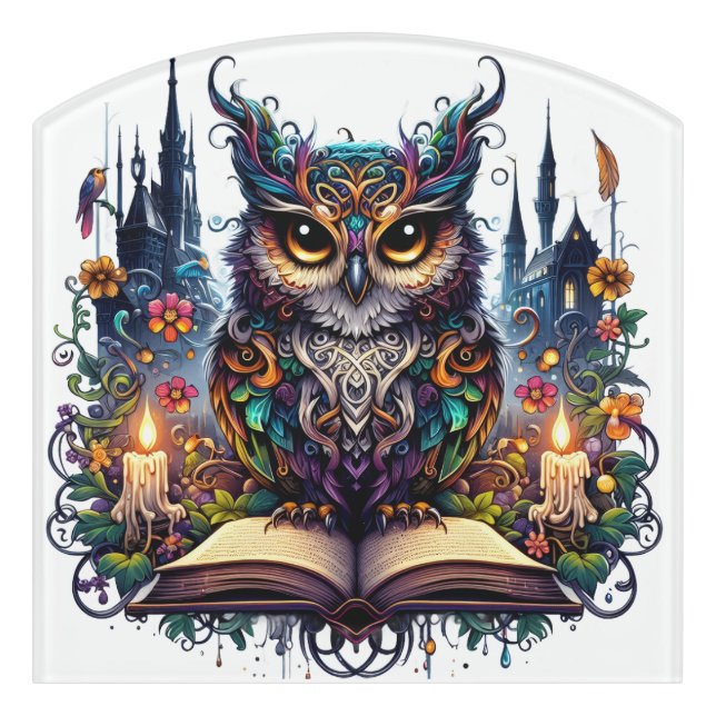 Magical Bookish Owl Door Sign (Contour Front)