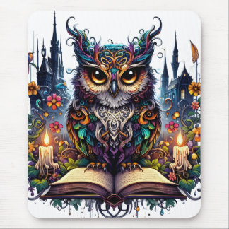 Magical Bookish Owl Mouse Pad