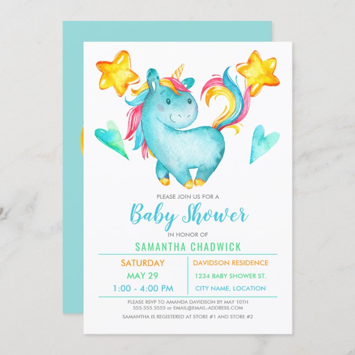 Magical Boys Unicorn Baby Shower Invitation Zazzle Com