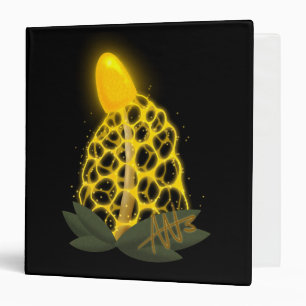 Magical Bridal Veil Sparkly Yellow Mushroom 3 Ring Binder