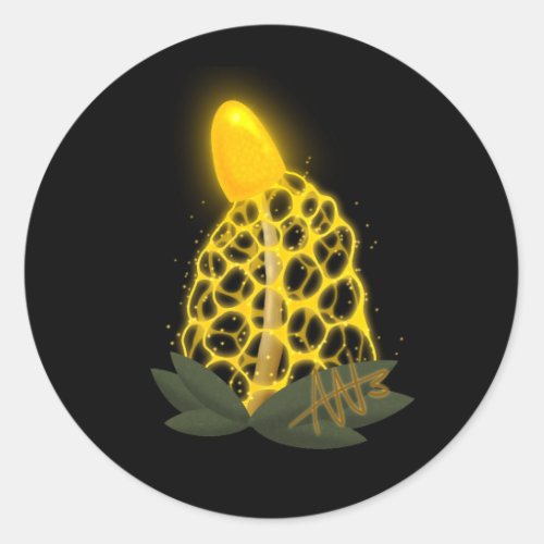 Magical Bridal Veil Sparkly Yellow Mushroom Classic Round Sticker