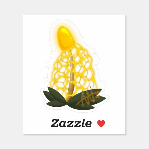 Magical Bridal Veil Sparkly Yellow Mushroom Cut Sticker