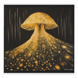 Magical Bridal Veil Sparkly Yellow Mushroom Faux Canvas Print