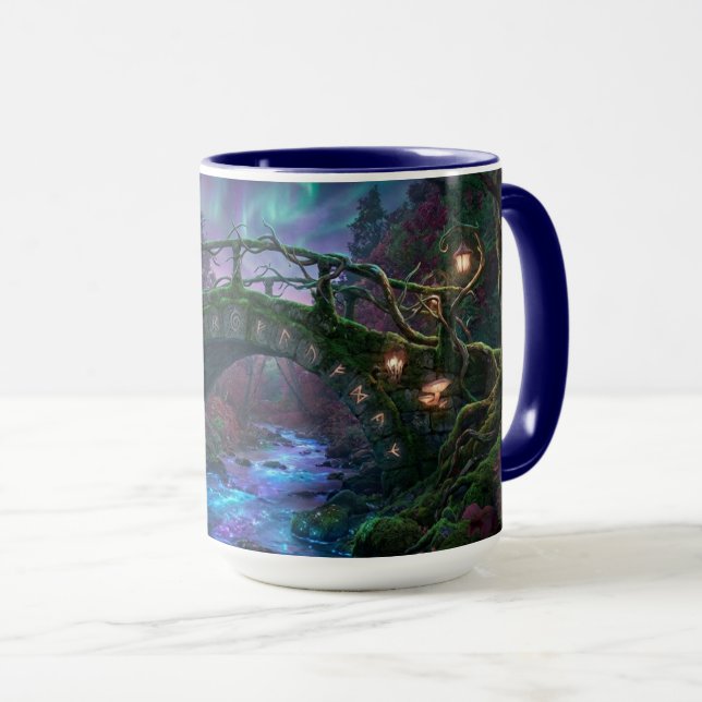 Magical bridge over enchanted brook Fairly Lights Mug (Front Right)