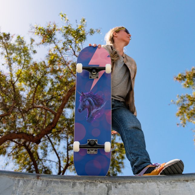 Magical Bubbles Fantasy Unicorn Pink Lightening Skateboard (Outdoor 1)