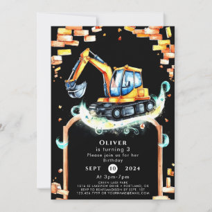 Magical Builder Construction Birthday Invitation