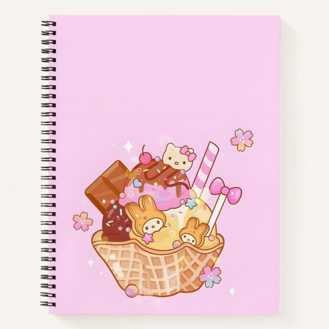  Magical Bunny Sundae T-Shirt Sweet Kawaii Dessert Notebook (Front)