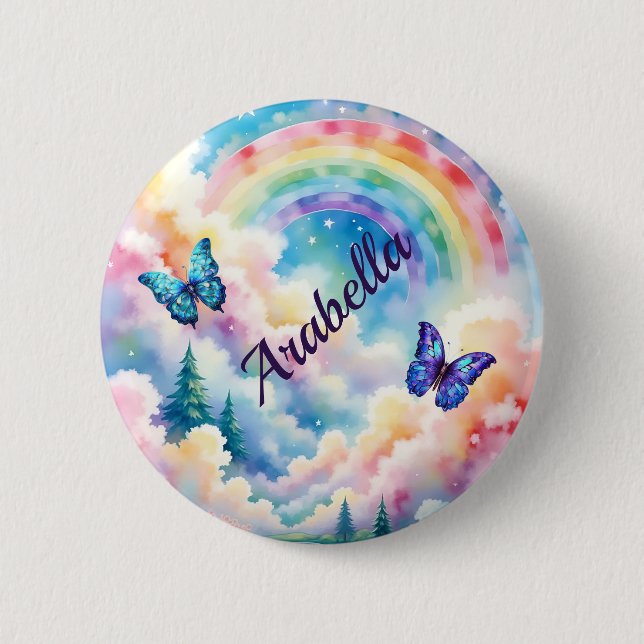 Magical Butterflies and Rainbow Colors Button (Front)