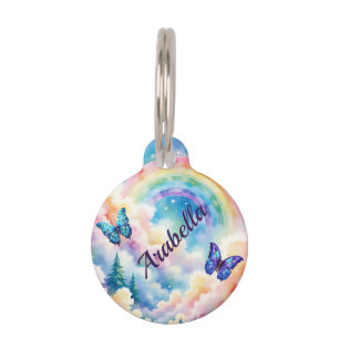 Magical Butterflies and Rainbow Colors Pet ID Tag