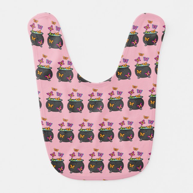 Magical Butterflies from a Cauldron Baby Bib (Front)