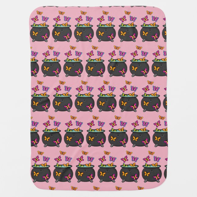 Magical Butterflies from a Cauldron Baby Blanket (Front)