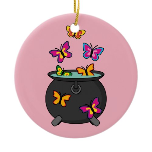 Magical Butterflies from a Cauldron Ceramic Ornament