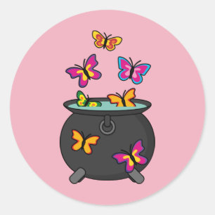 Magical Butterflies from a Cauldron Classic Round Sticker