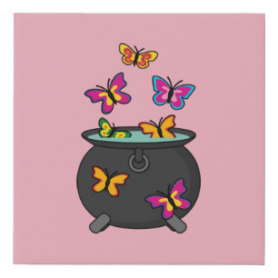 Magical Butterflies from a Cauldron Faux Canvas Print