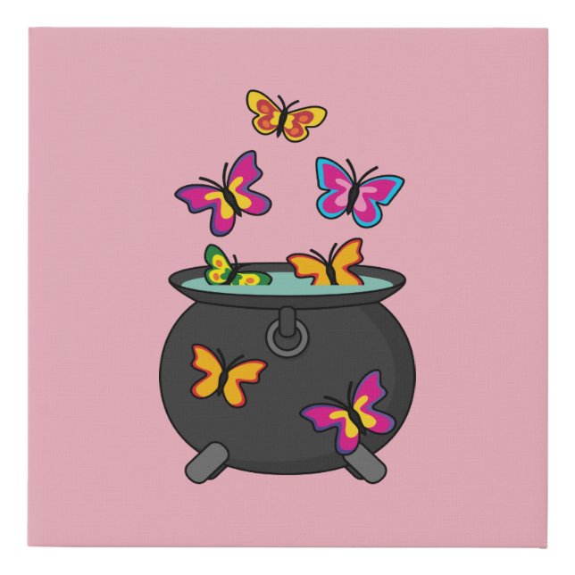 Magical Butterflies from a Cauldron Faux Canvas Print (Front)