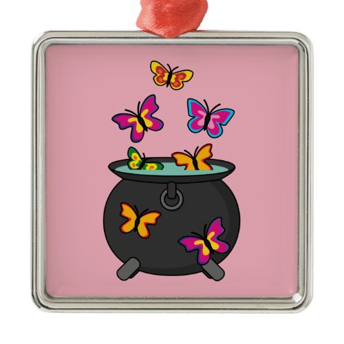 Magical Butterflies from a Cauldron Metal Ornament