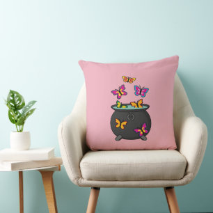 Magical Butterflies from a Cauldron Throw Pillow